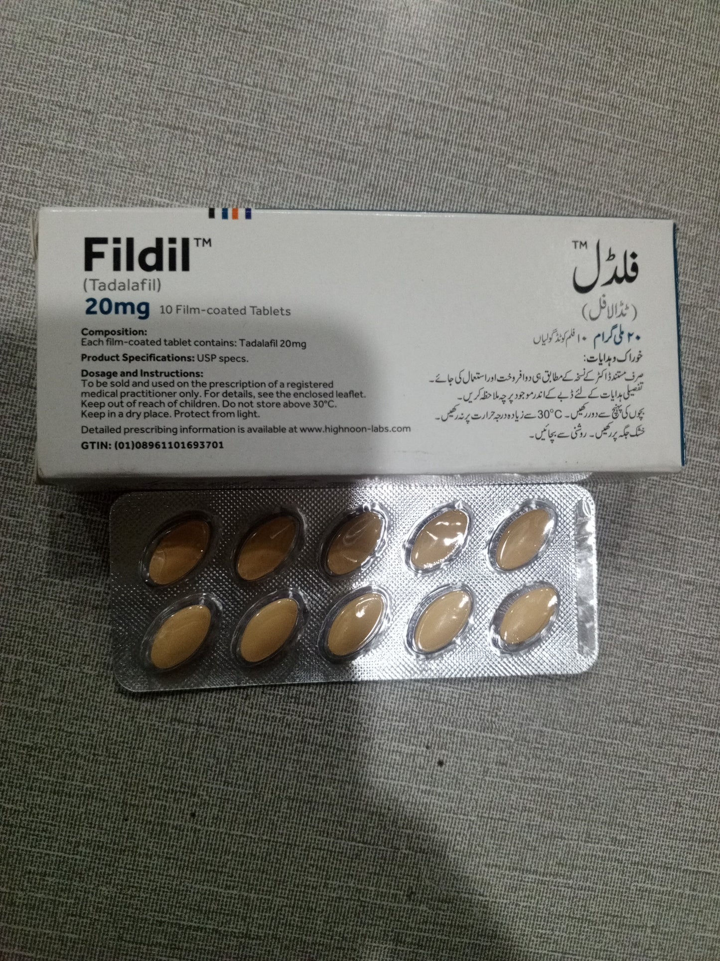 Tab. Fildil 20 mg ( Tadalafil 20 mg ) 10 Tab .